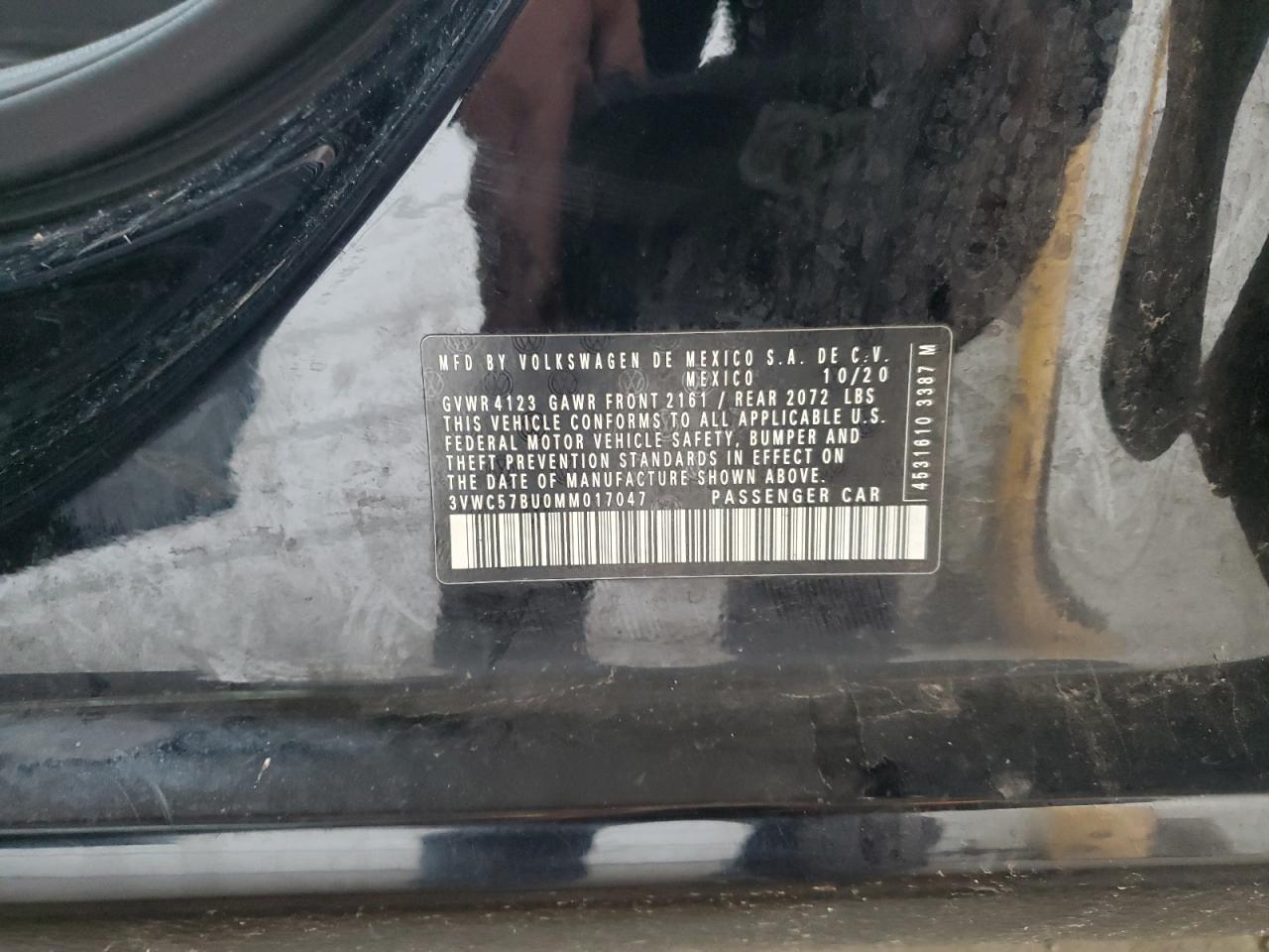 3VWC57BU0MM017047 2021 Volkswagen Jetta S