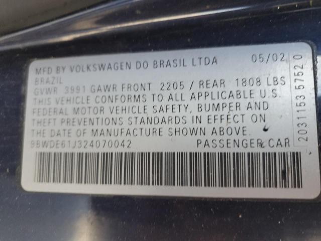 2002 Volkswagen Gti Base VIN: 9BWDE61J324070042 Lot: 54817274