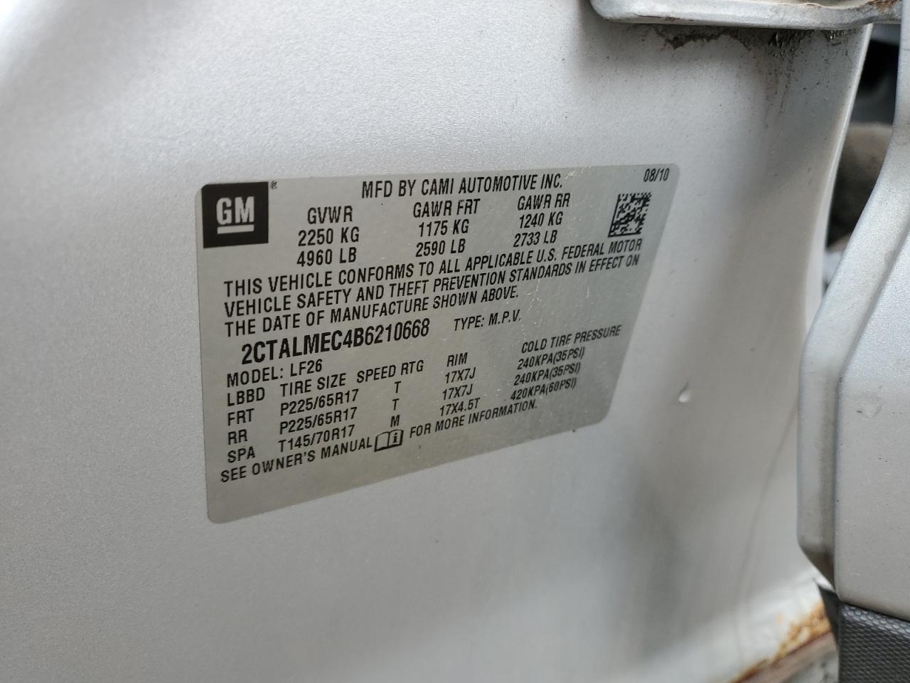 2CTALMEC4B6210668 2011 GMC Terrain Sle