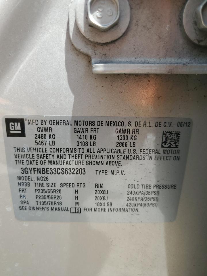 3GYFNBE33CS632203 2012 Cadillac Srx Performance Collection