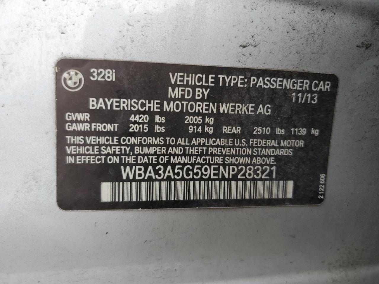 WBA3A5G59ENP28321 2014 BMW 328 I