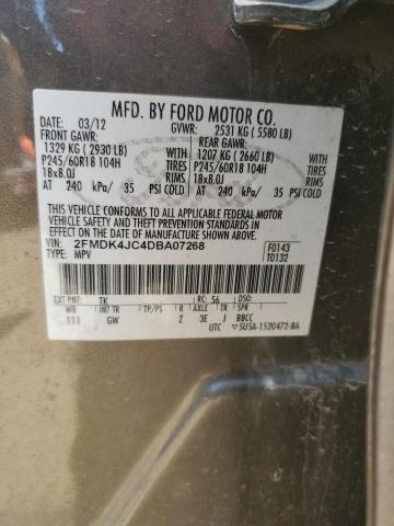 2013 Ford Edge Sel VIN: 2FMDK4JC4DBA07268 Lot: 55314824