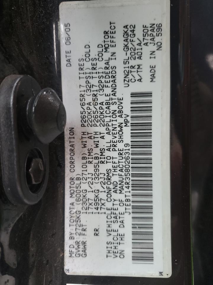 JTEBT14R358026319 2005 Toyota 4Runner Sr5