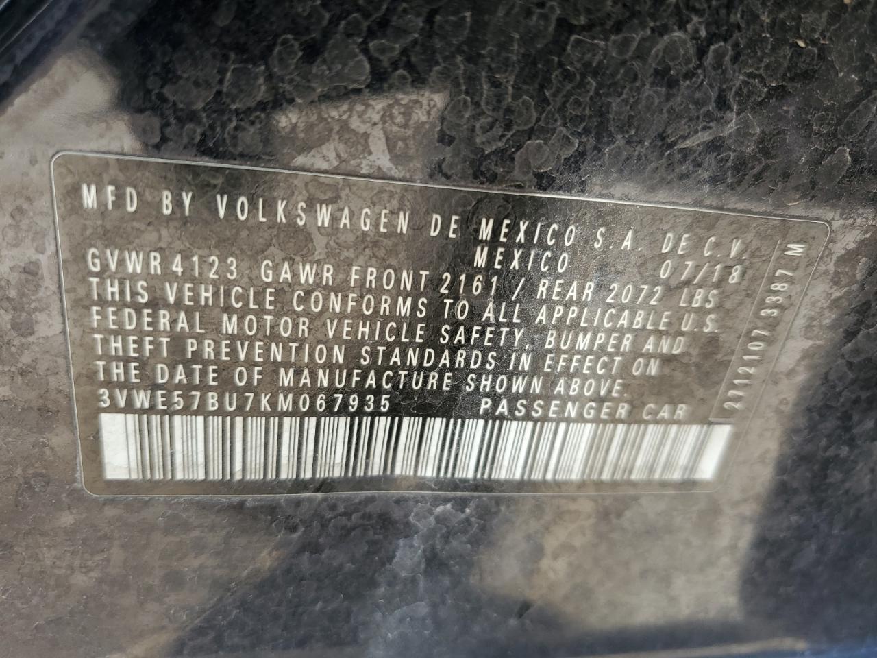 3VWE57BU7KM067935 2019 Volkswagen Jetta Sel