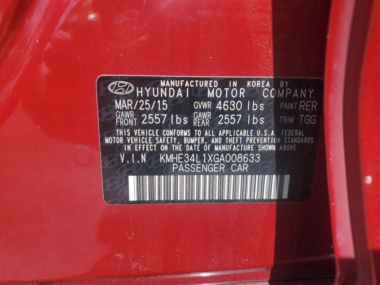 KMHE34L1XGA008633 2016 Hyundai Sonata Hybrid