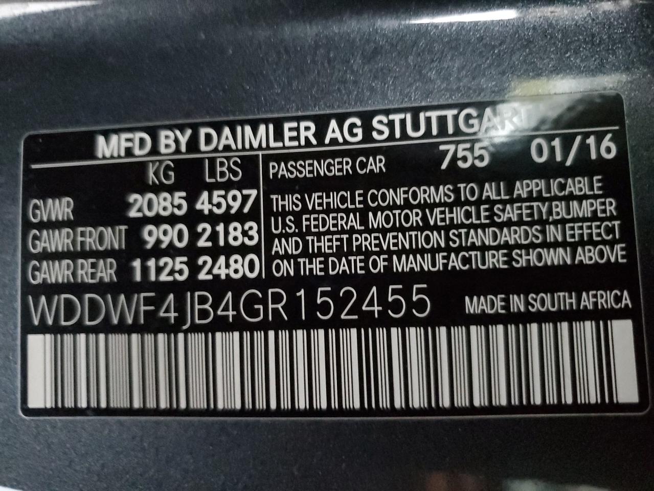 WDDWF4JB4GR152455 2016 Mercedes-Benz C 300