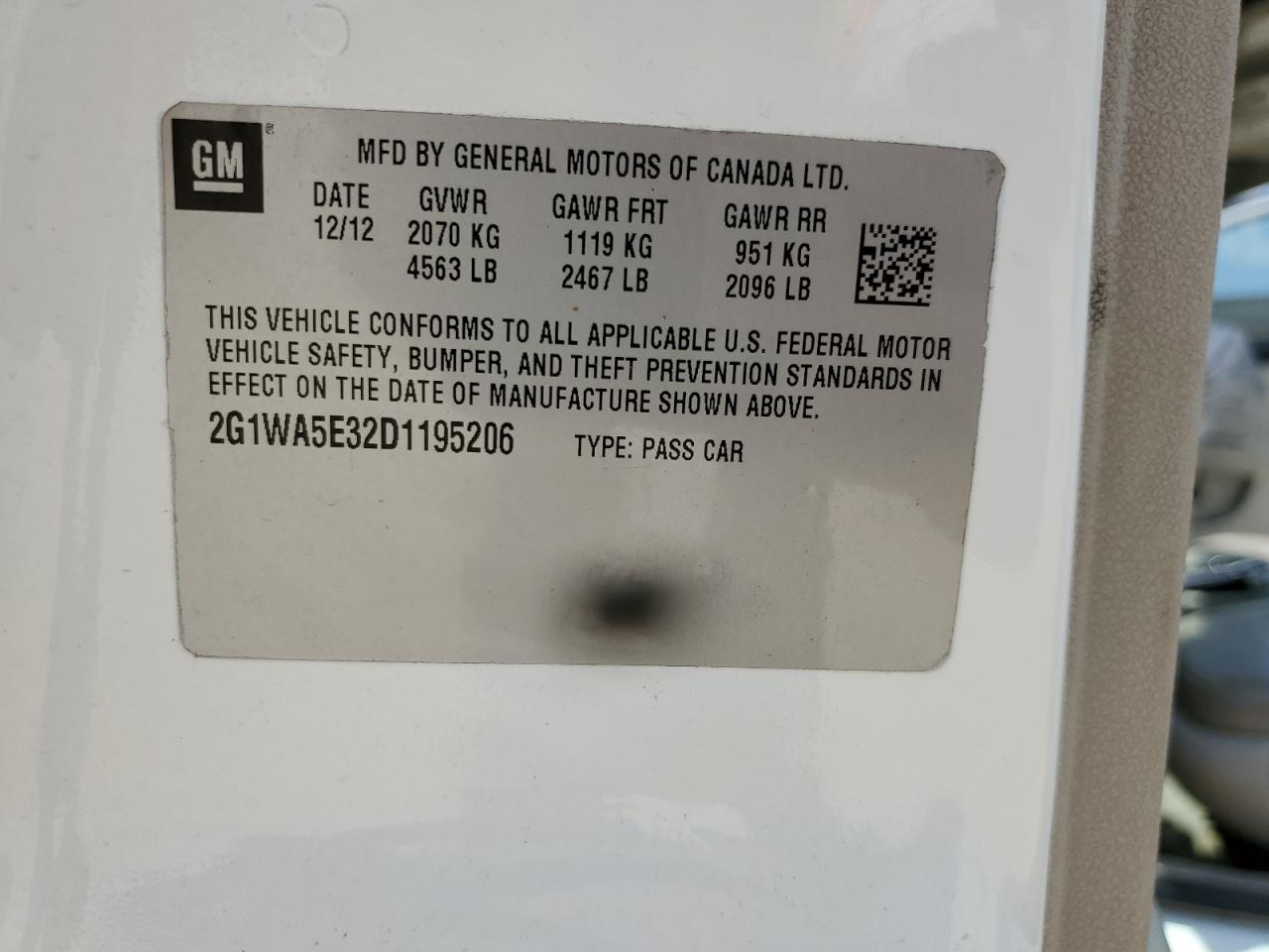 2G1WC5E38C1234731 2012 Chevrolet Impala Ltz