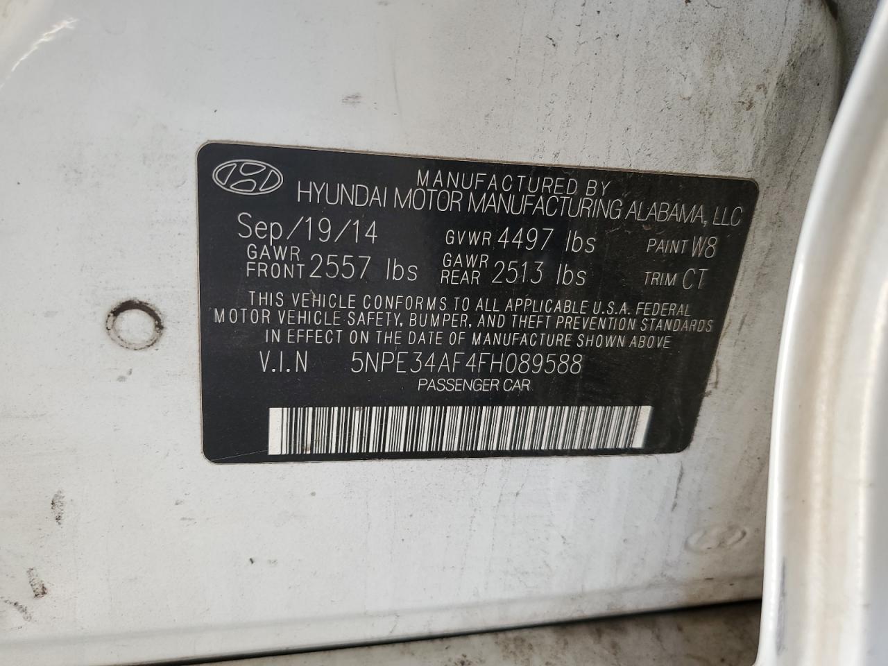 5NPE34AF4FH089588 2015 Hyundai Sonata Sport