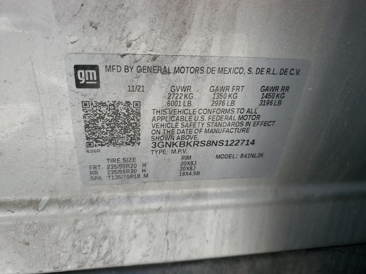 3GNKBKRS8NS122714 2022 Chevrolet Blazer Rs