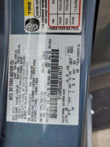 2012 Ford Fusion Sel VIN: 3FAHP0JA0CR149721 Lot: 54792224