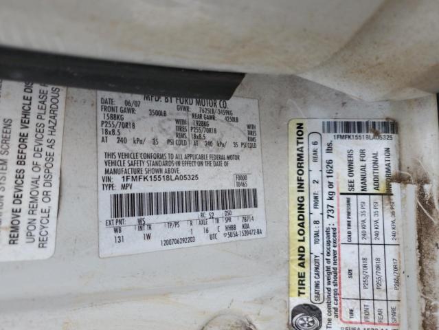 2008 Ford Expedition El Xlt VIN: 1FMFK15518LA05325 Lot: 56593964