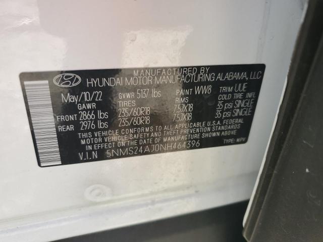 2022 Hyundai Santa Fe Sel VIN: 5NMS24AJ0NH464396 Lot: 56240864