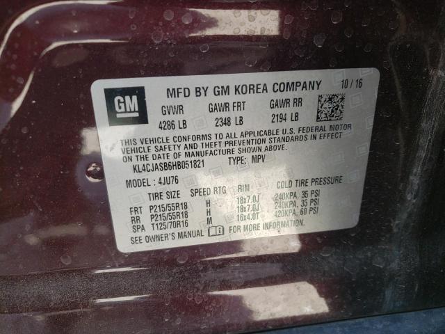 2017 Buick Encore Preferred VIN: KL4CJASB6HB051821 Lot: 55973394