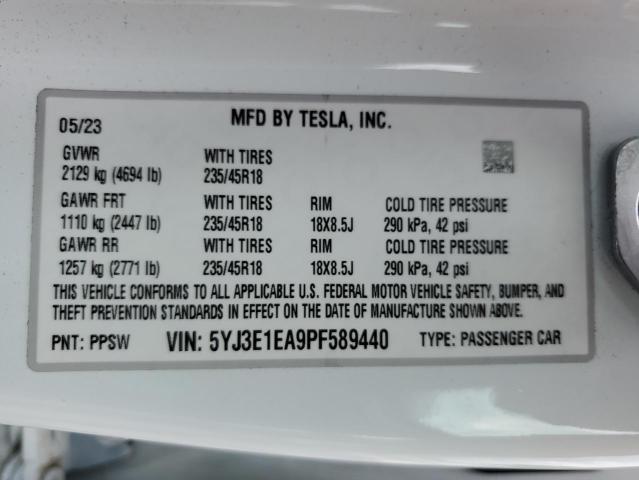 2023 Tesla Model 3 VIN: 5YJ3E1EA9PF589440 Lot: 54274444
