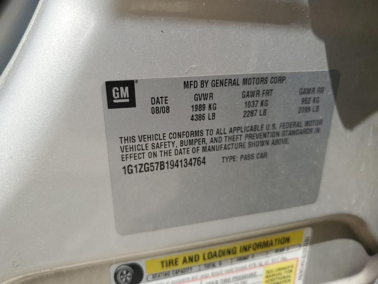 1G1ZG57B194134764 2009 Chevrolet Malibu Ls