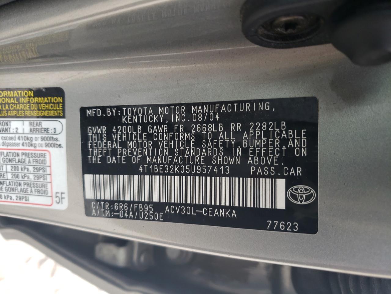 4T1BE32K05U957413 2005 Toyota Camry Le