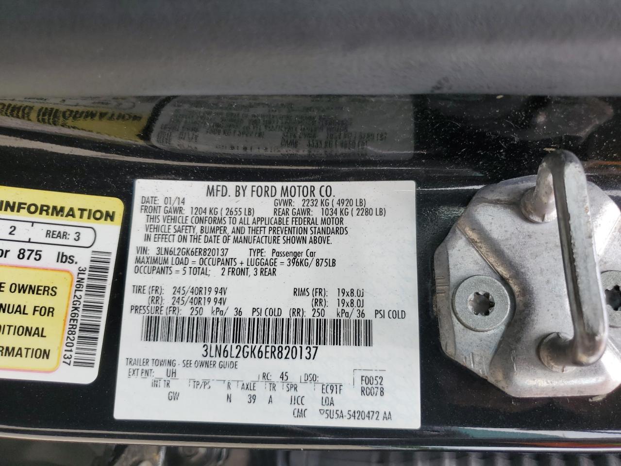 3LN6L2GK6ER820137 2014 Lincoln Mkz