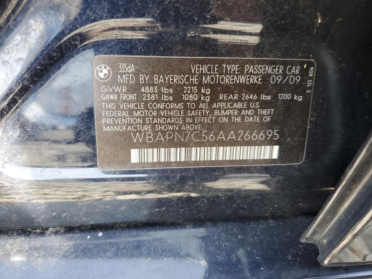 WBAPN7C56AA266695 2010 BMW 335 D