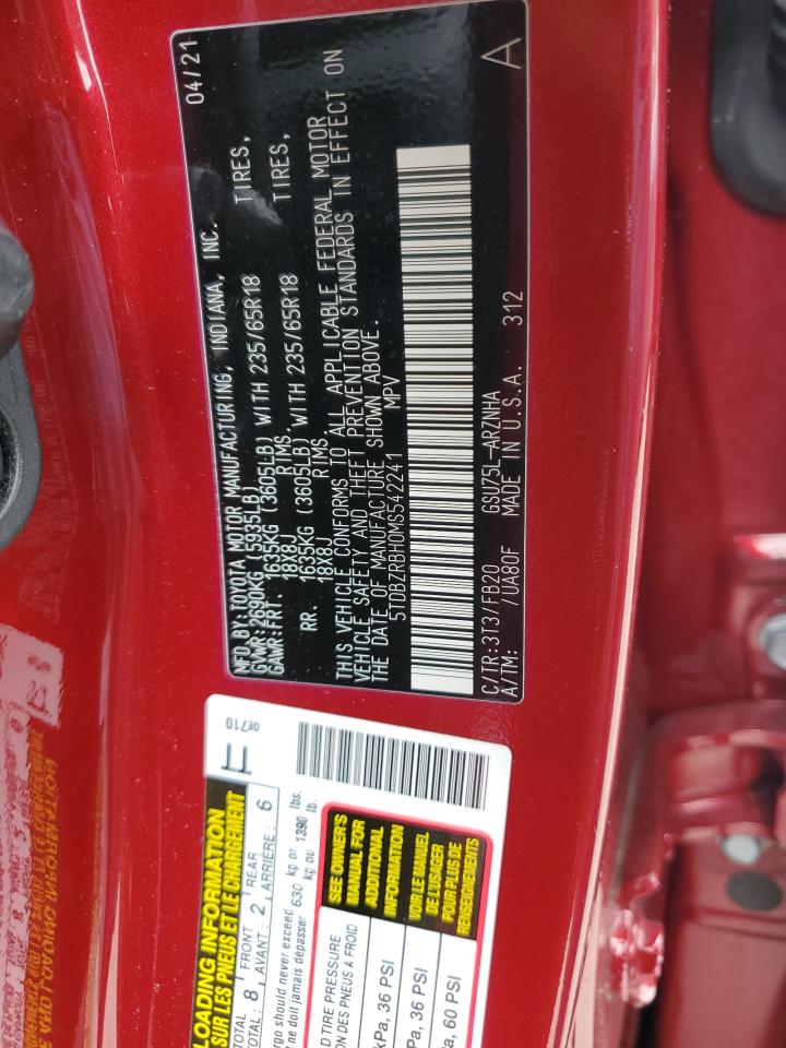 5TDBZRBH0MS542241 2021 Toyota Highlander L