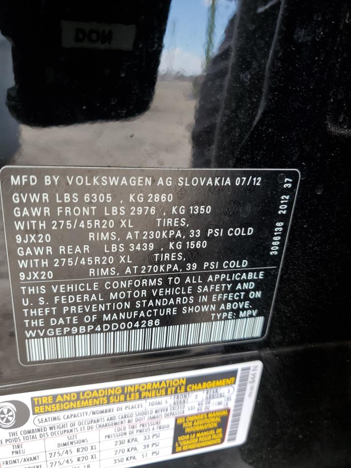 WVGEP9BP4DD004286 2013 Volkswagen Touareg V6 Tdi