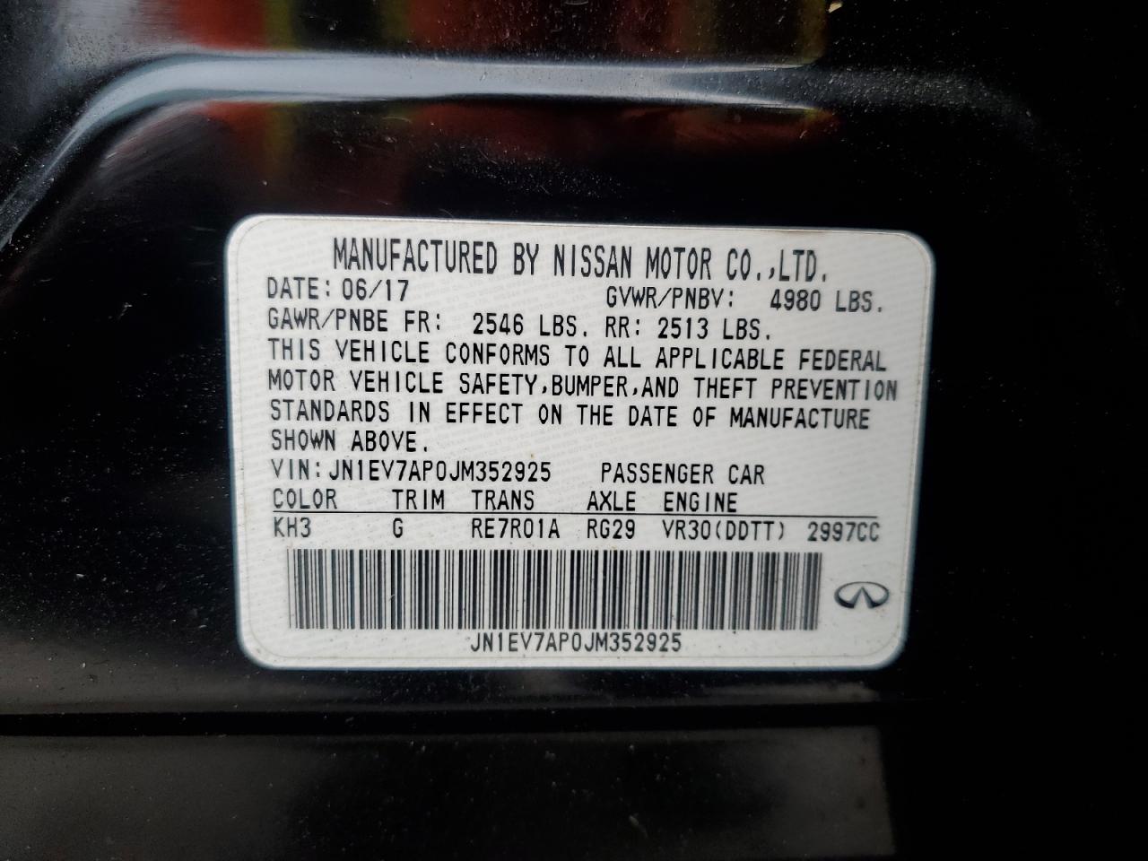 JN1EV7AP0JM352925 2018 Infiniti Q50 Luxe