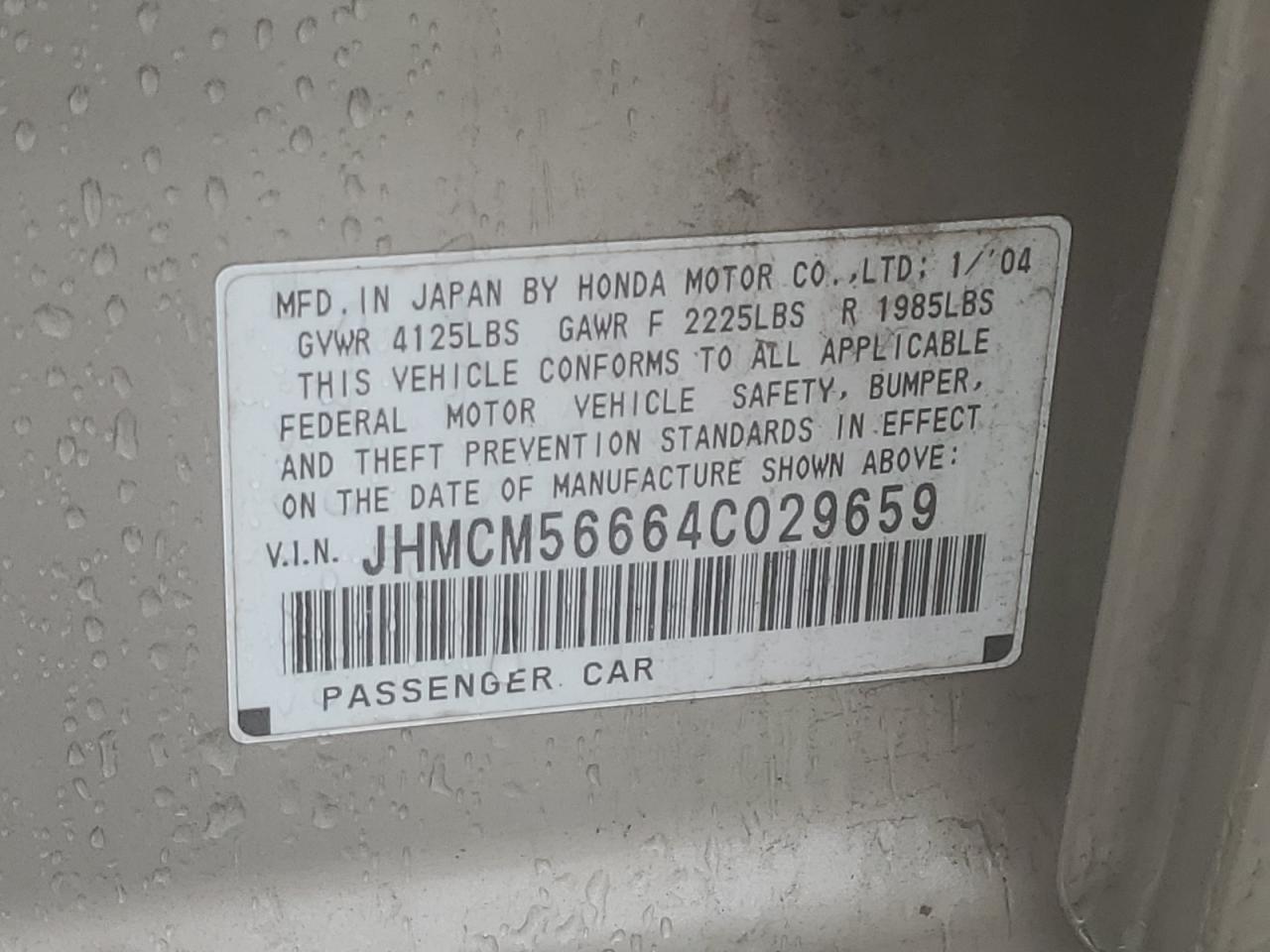 JHMCM56664C029659 2004 Honda Accord Ex