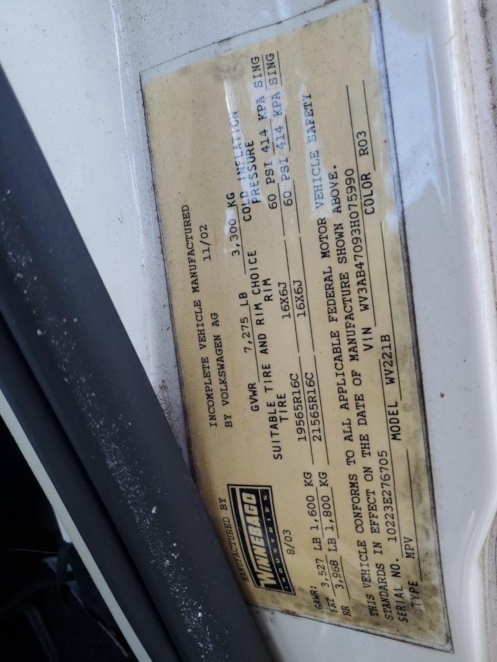 WV3AB47093H075990 2003 Volkswagen Eurovan