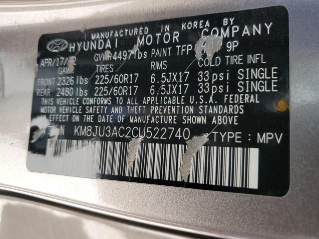 2012 Hyundai Tucson Gls VIN: KM8JU3AC2CU522740 Lot: 57138484