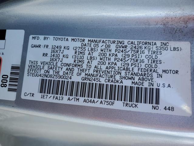 2008 Toyota Tacoma Access Cab VIN: 5TEUU42N08Z590024 Lot: 55729144