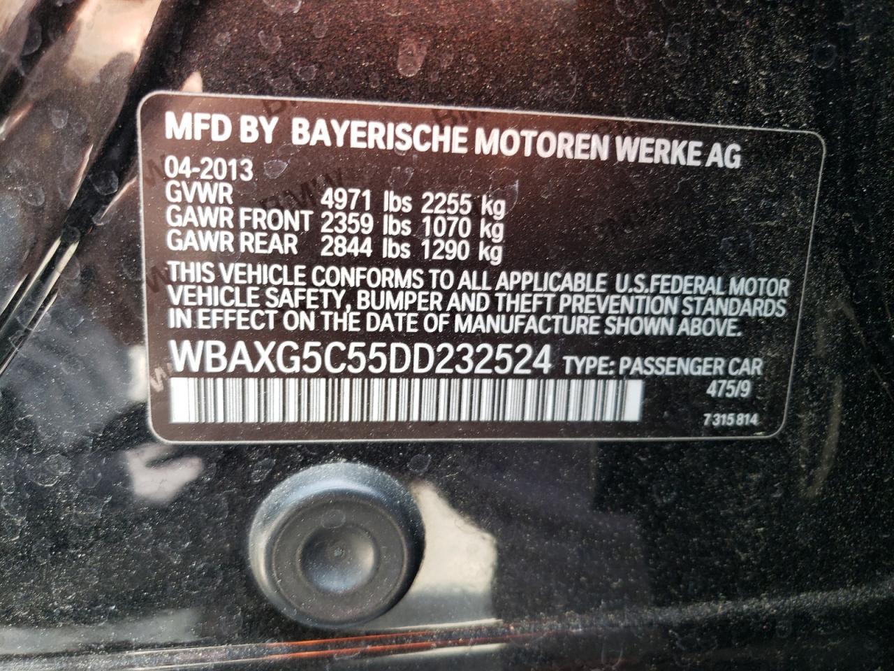 WBAXG5C55DD232524 2013 BMW 528 I