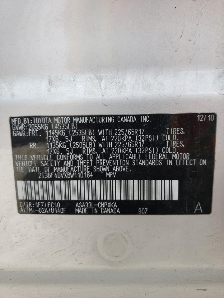 2T3BF4DVXBW110184 2011 Toyota Rav4