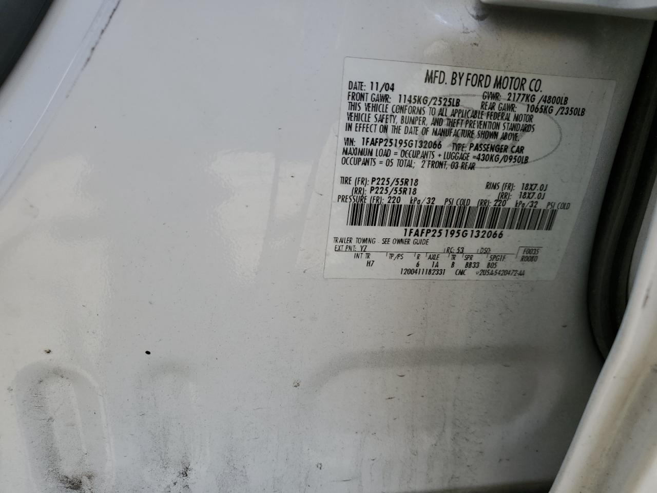 1FAFP25195G132066 2005 Ford Five Hundred Limited