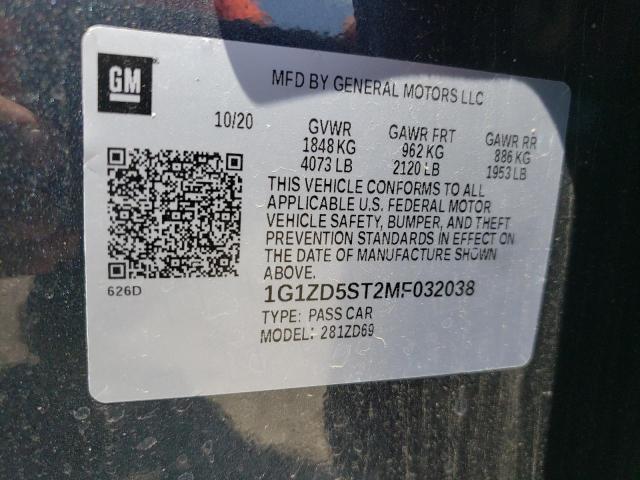 2021 Chevrolet Malibu Lt VIN: 1G1ZD5ST2MF032038 Lot: 55078654
