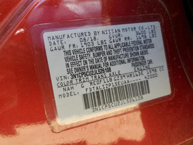 2018 Nissan Kicks S VIN: 3N1CP5CU2JL526108 Lot: 51625814