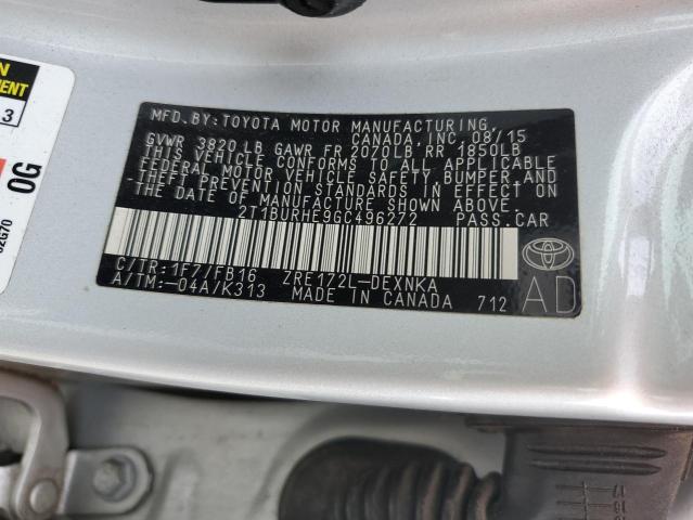 2016 Toyota Corolla L VIN: 2T1BURHE9GC496272 Lot: 54970564