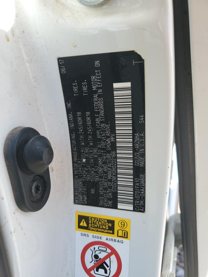 5TDZZRFH3HS222166 2017 Toyota Highlander Le