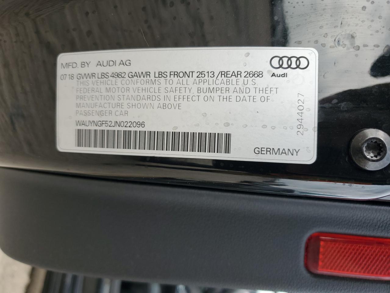 WAUYNGF52JN022096 2018 Audi A5 Premium Plus