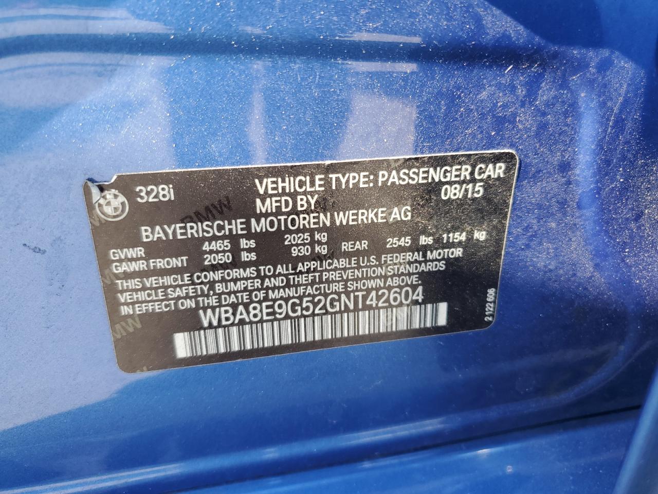 WBA8E9G52GNT42604 2016 BMW 328 I Sulev