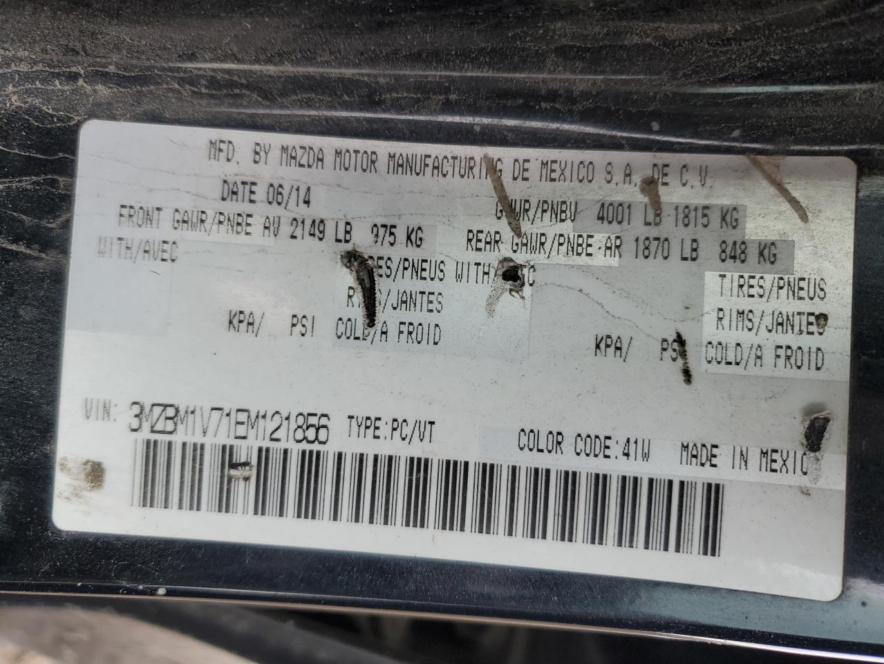 3MZBM1V71EM121856 2014 Mazda 3 Touring