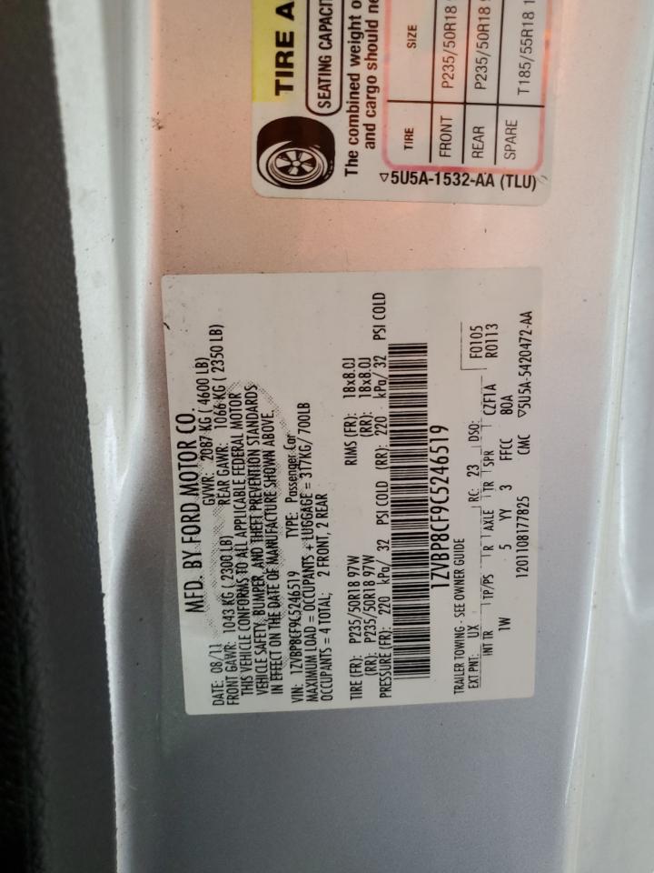 1ZVBP8CF9C5246519 2012 Ford Mustang Gt