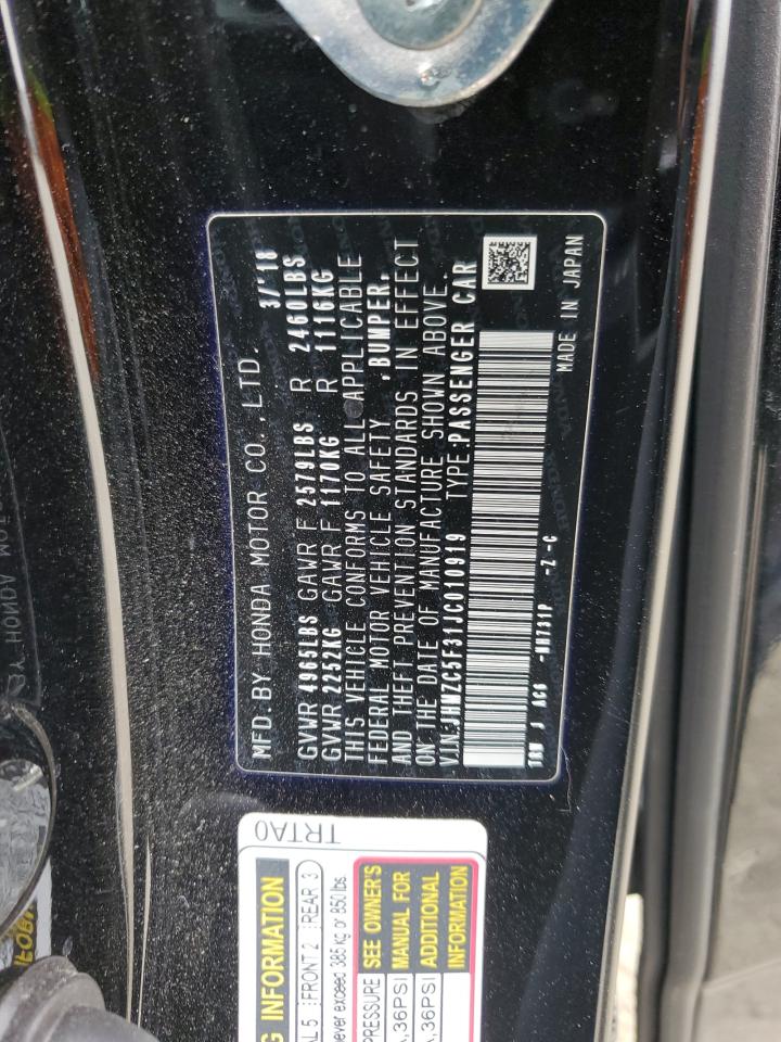 JHMZC5F31JC010919 2018 Honda Clarity Touring