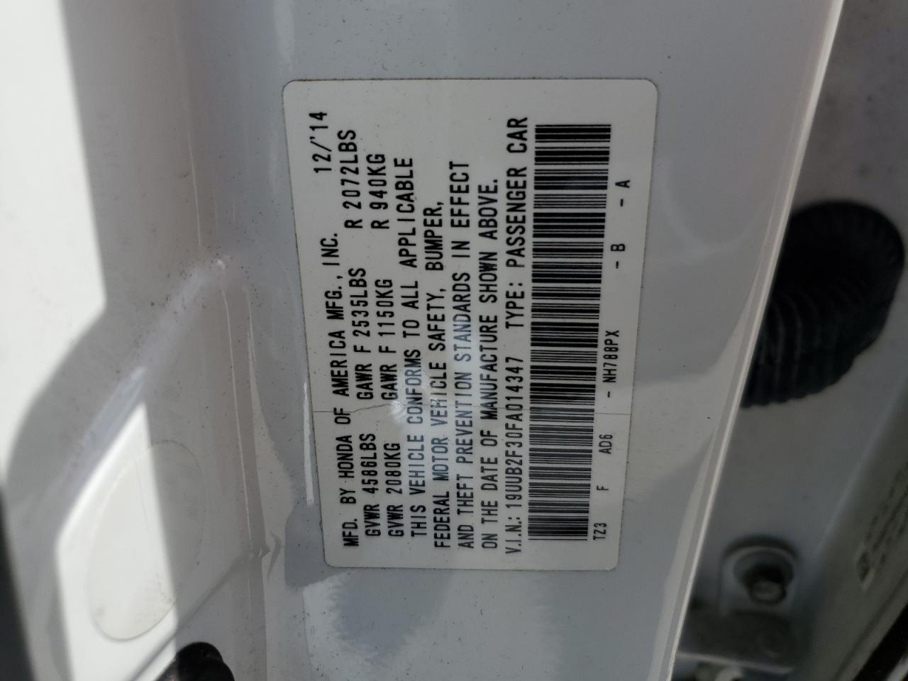 19UUB2F30FA014347 2015 Acura Tlx