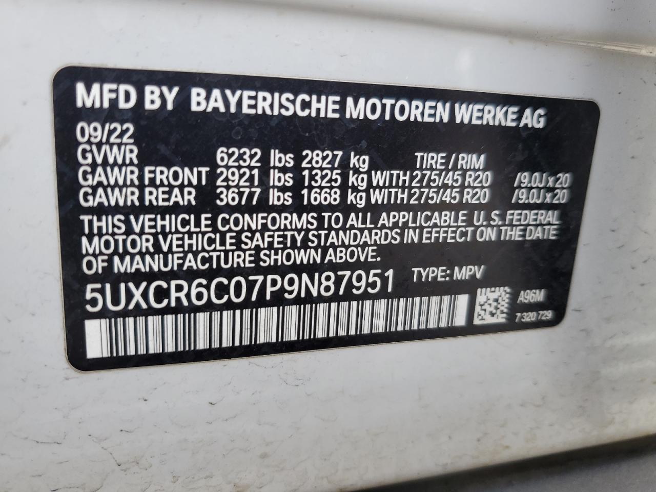 5UXCR6C07P9N87951 2023 BMW X5 xDrive40I