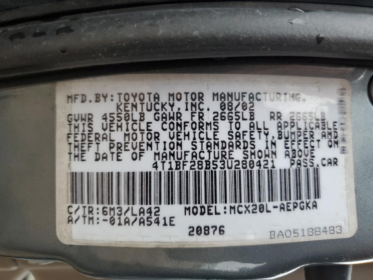 4T1BF28B53U280421 2003 Toyota Avalon Xl