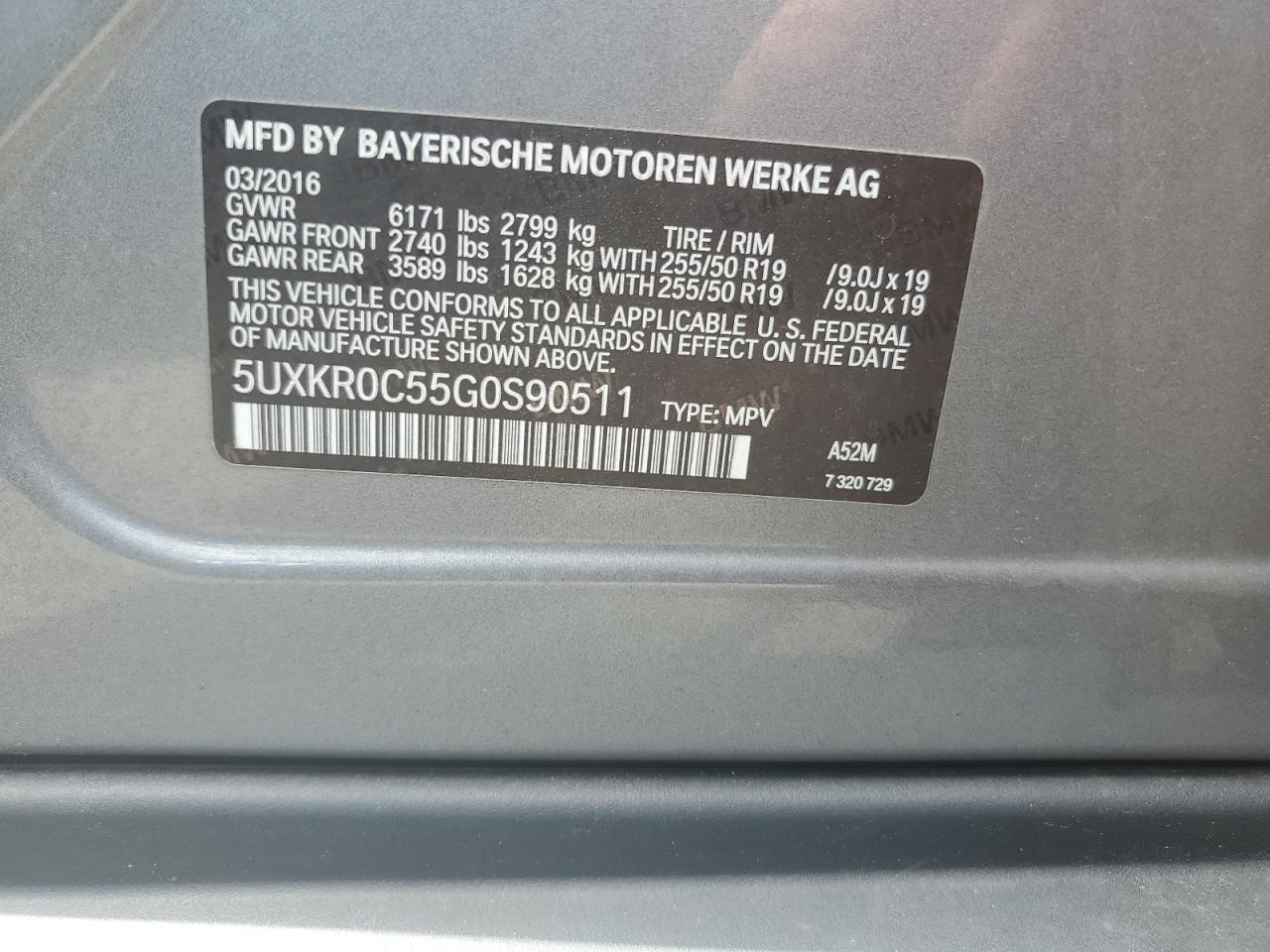 5UXKR0C55G0S90511 2016 BMW X5 xDrive35I
