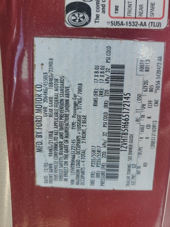 1ZVHT85H665172145 2006 Ford Mustang Gt