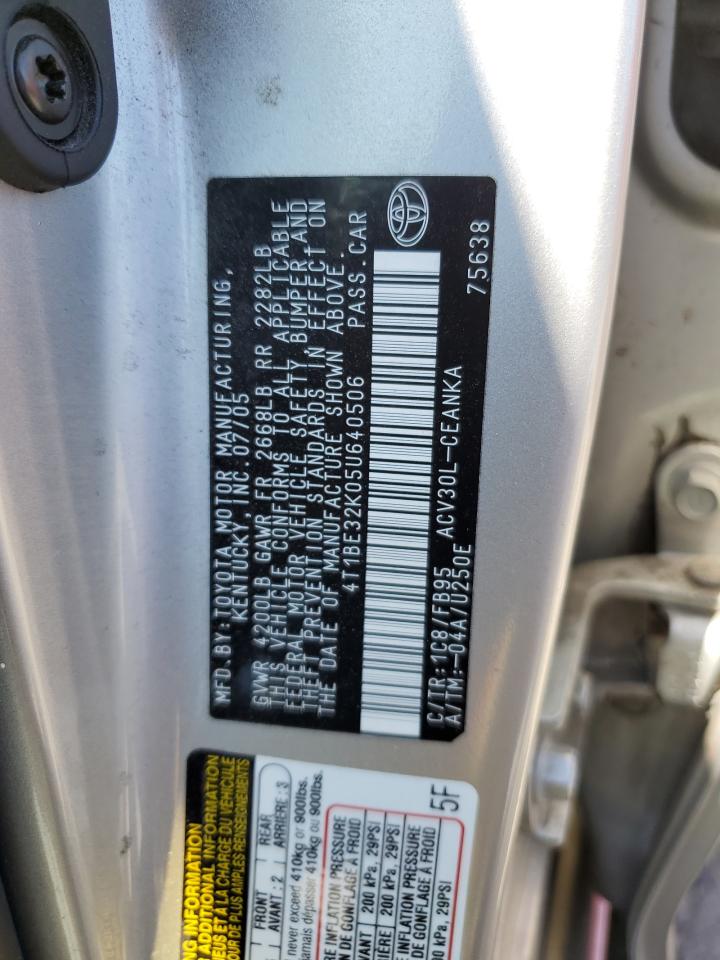 4T1BE32K05U640506 2005 Toyota Camry Le