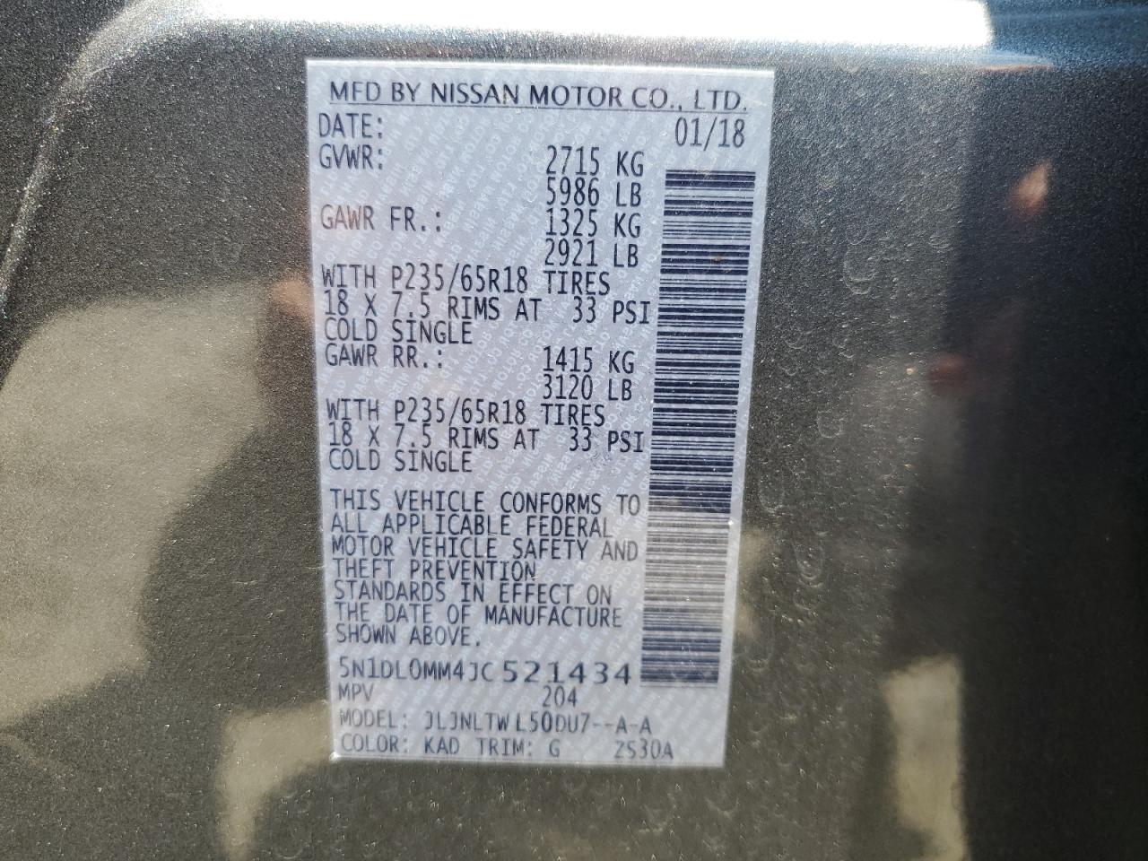 5N1DL0MM4JC521434 2018 Infiniti Qx60