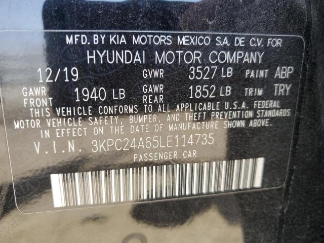 2020 Hyundai Accent Se VIN: 3KPC24A65LE114735 Lot: 55901844