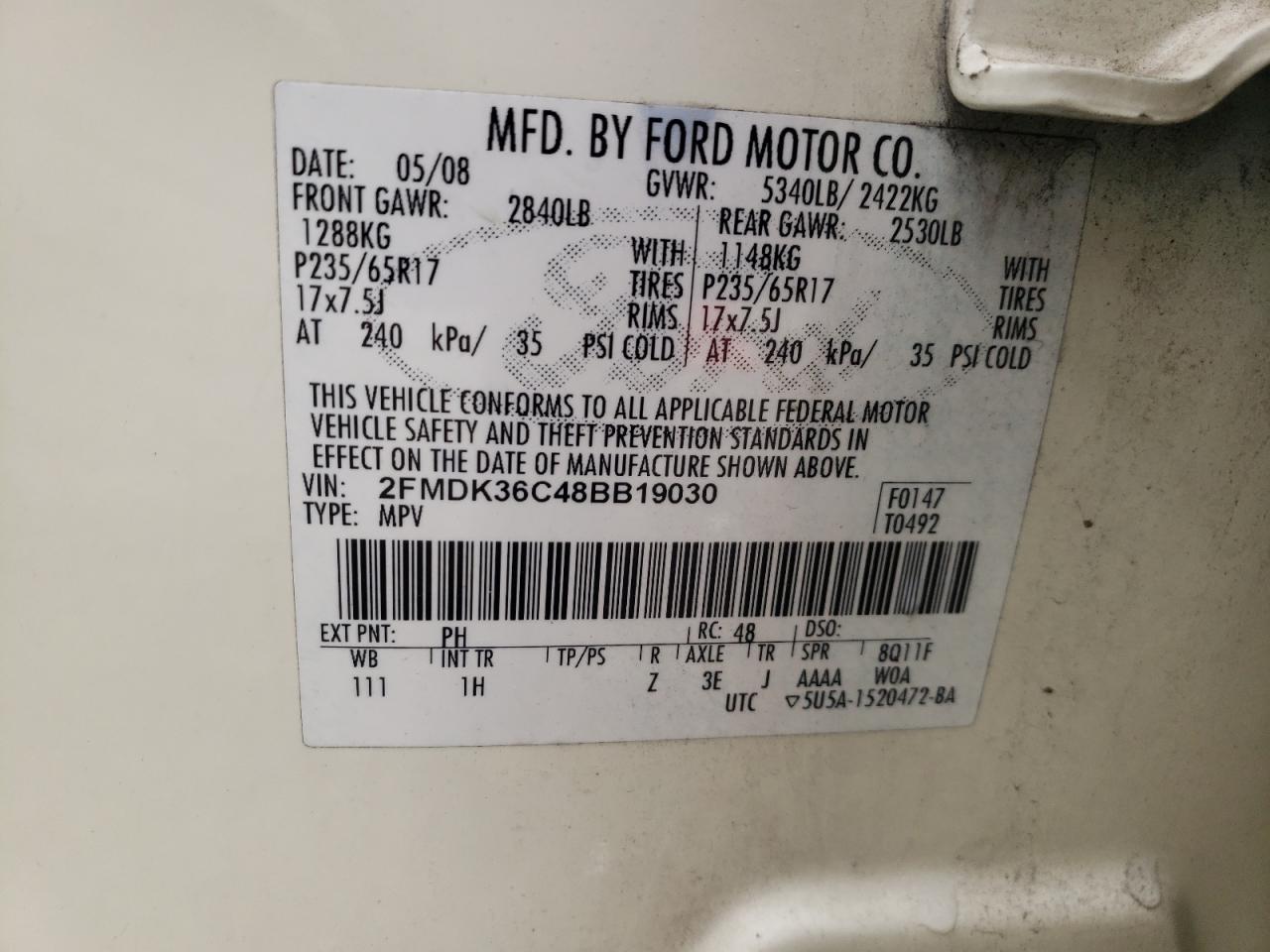 2FMDK36C48BB19030 2008 Ford Edge Se